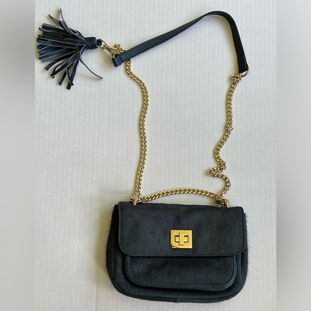 Chico’s Crossbody Green Textured Leather Bag